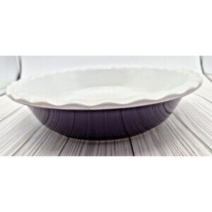 Vintage AVON Ceramic Deep Pie Pan Dish 9.5” x  2"  Purple and White